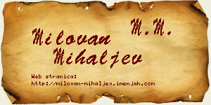 Milovan Mihaljev vizit kartica